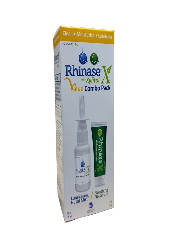 Rhinase X Value Combo Pack (15 ml Lubricating Nasal Mist & 15 ml Soothing Nasal Gel) for Dry Nose, nosebleeds - Image 1